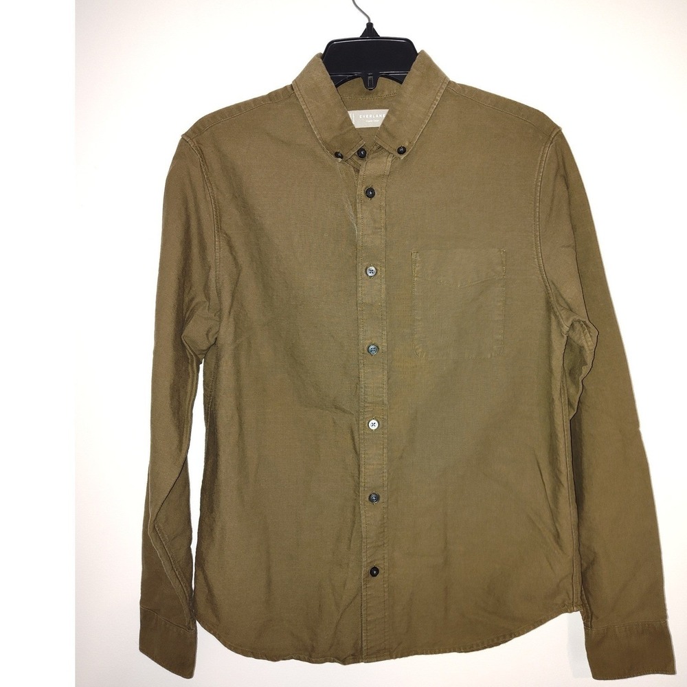 Everlane‎ Mens Organic Cotton Oxford Shirt Olive Green Button Down Long Sleeve M